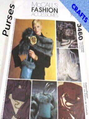 McCalls 3460 Sewing Pattern Fashion Accessories 5 styles Purses, Scarves, Bags